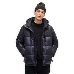 GAP 838369-03 Prošívaná oversize bunda s logem Heavyweight Tmavě modrá