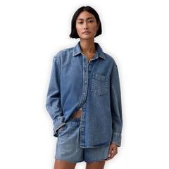 GAP 883758-00 Džínová oversize košile UltraSoft Tmavě modrá