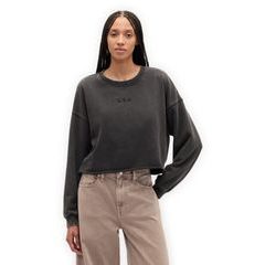 GAP 799277-01 Oversize crop mikina Heavyweight Černá