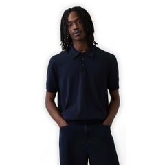 GAP 889774-01 Polo svetr s krátkým rukávem Tmavě modrá