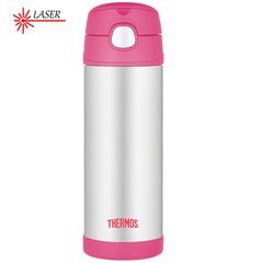 THERMOS Dětská termoska s brčkem 470 ml šedá/růžová