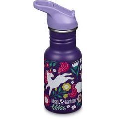 KLEAN KANTEEN Kid Classic Narrow 12oz (w/Flip Seal Sport Cap) - leaping unicorns 355 ml