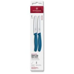 VICTORINOX Swiss Classic, tomato & table knife, 2pcs, 11cm, wavy, blue, box