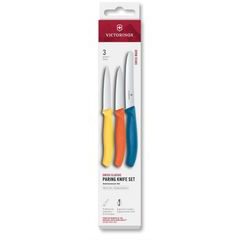 VICTORINOX Swiss Classic, paring knife set, 3pcs, straight/wavy, yellow/orange/blue, box