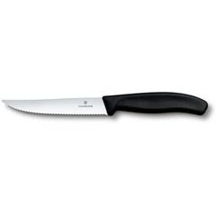 VICTORINOX Swiss Classic, steak & pizza knife, 12cm, wavy, black