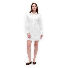 GAP 815979-00 Košilové popelínové mini šaty Bílá