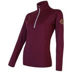 SENSOR MERINO UPPER dámská mikina krátký zip port red