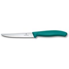 VICTORINOX Swiss Classic, steak & pizza knife, 11cm, wavy, green