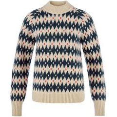 FJÄLLRÄVEN Övik Jacquard Knit W Light Beige-Dark Navy