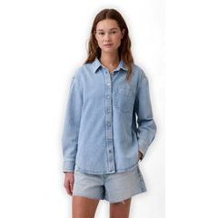 GAP 883760-00 Džínová oversize košile UltraSoft Modrá