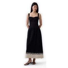 GAP 877563-02 Maxi šaty z lněné směsi Černá