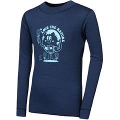 SENSOR MERINO DF PLANET dětské triko dl.rukáv deep blue