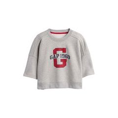 GAP Oversize crop mikina VintageSoft Americana Šedá