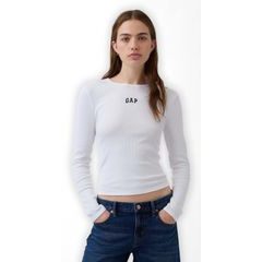 GAP 889423-02 Žebrované tričko s logem Bílá