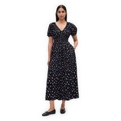 GAP 797845-01 Midi šaty s kapsami Černá