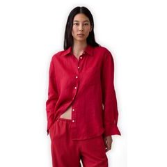 GAP 882924-09 Lněná oversize košile Červená