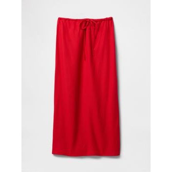 GAP Lněná midi sukně Červená