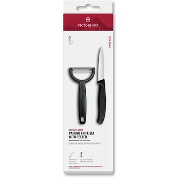 VICTORINOX Swiss Classic, paring knife set with Y-peeler, 2pcs, black, box