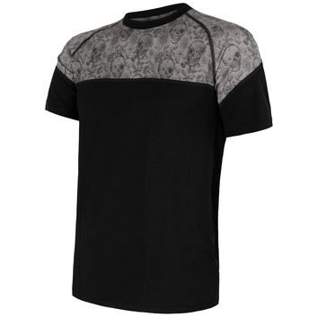 SENSOR MERINO IMPRESS pánské triko kr.rukáv černá/skulls