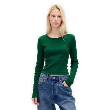 GAP 801017-03 Žebrované crop tričko Zelená