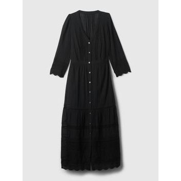 GAP 880359-01 Krajkové midi šaty Černá