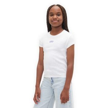 GAP 817681-01 Dětské žebrované tričko s logem Bílá