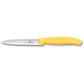 VICTORINOX Swiss Classic, paring knife, 10cm, wavy, pointed tip, yellow
