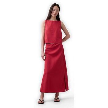 GAP 894387-03 Maxi sukně z lněné směsi Červená