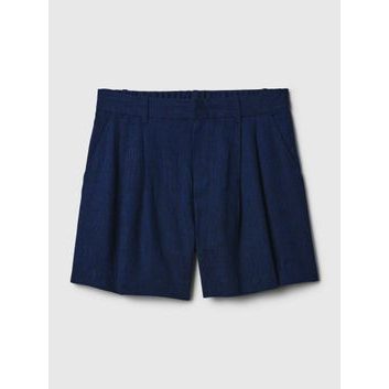 GAP Lněné kraťasy high rise Tmavě modrá
