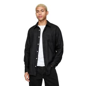 GAP Lněná košile Classic Shirt Černá