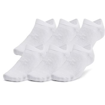 UNDER ARMOUR Essential No Show 6pk, White / White / Halo Gray