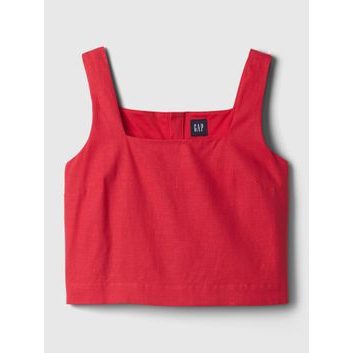 GAP 417117-02 Lněný crop top Červená