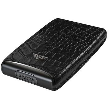 TRU VIRTU Credit Card Case RAZOR Fan - leather Croco Black