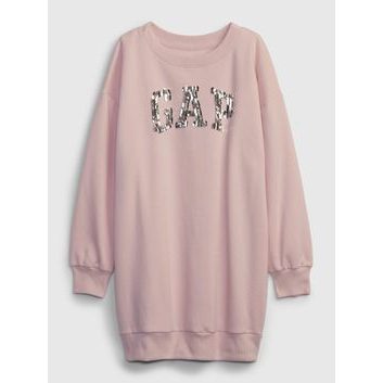 GAP 815182-00 Dětské mikinové šaty s logem, Růžová