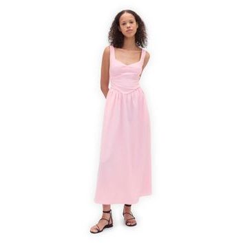 GAP 856521-00 Maxi šaty z lněné směsi s kapsami Růžová