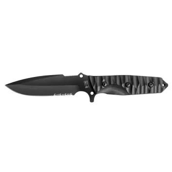 TB OUTDOOR MARAUDEUR G10 BLACK HANDLE / SERRATED BLADE + KYDEX SHEATH SERRATED