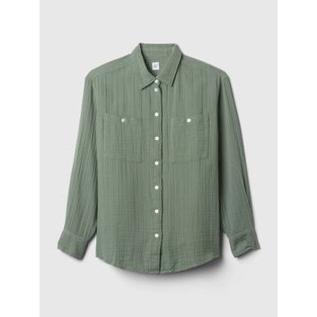 GAP 876065-00 Mušelínová košile oversize Zelená