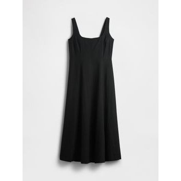 GAP Lněné maxi šaty Černá