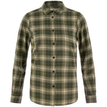 FJÄLLRÄVEN Övik Classic Flannel Shirt W Deep Forest-Fossil