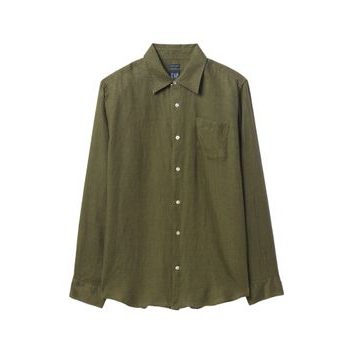 GAP Lněná košile Classic Shirt Zelená