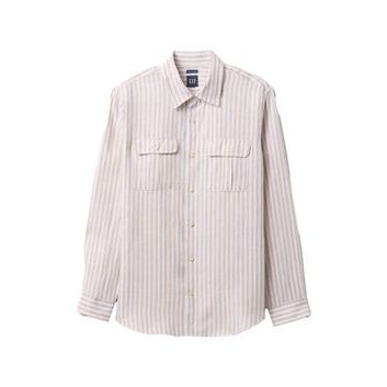 GAP Lněná košile Classic Shirt Béžová