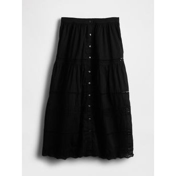 GAP Maxi sukně s krajkou Černá