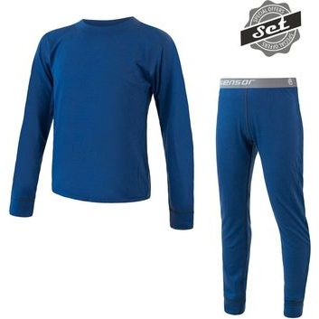 SENSOR MERINO AIR SET dětský triko dl.rukáv + spodky tm.modrá