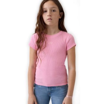 GAP 887298-02 Dětské žebrované tričko s logem Růžová