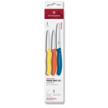 VICTORINOX Swiss Classic, paring knife set, 3pcs, straight/wavy, yellow/orange/blue, box