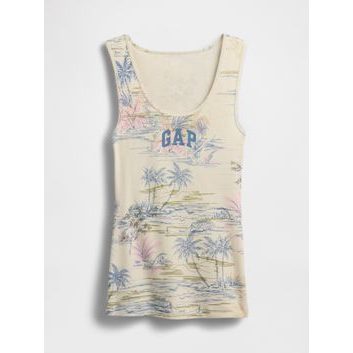 GAP Žebrované tílko s logem Béžová