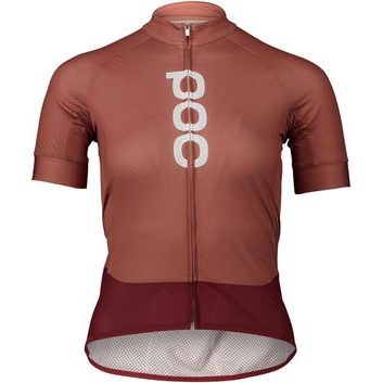 POC W's Essential Road Logo Jersey Himalayan Salt/Garnet Red