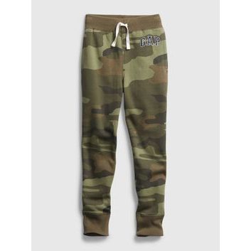GAP 550068-03 Dětské tepláky fleece logo army Zelená
