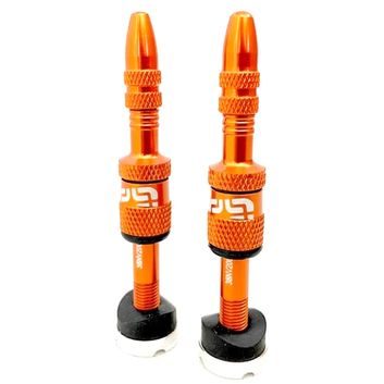 E*THIRTEEN Presta Quickfill Tubeless Valves | Gen2 | 23-31mm Depth | 2 Pieces | Naranja