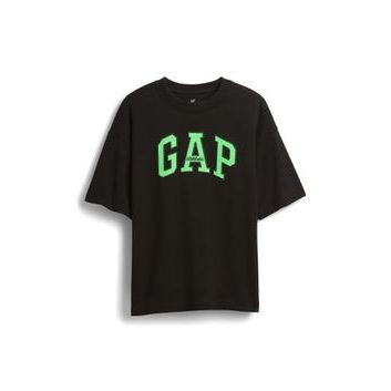 GAP Dětské oversize tričko Heavyweight Athletic Logo Černá